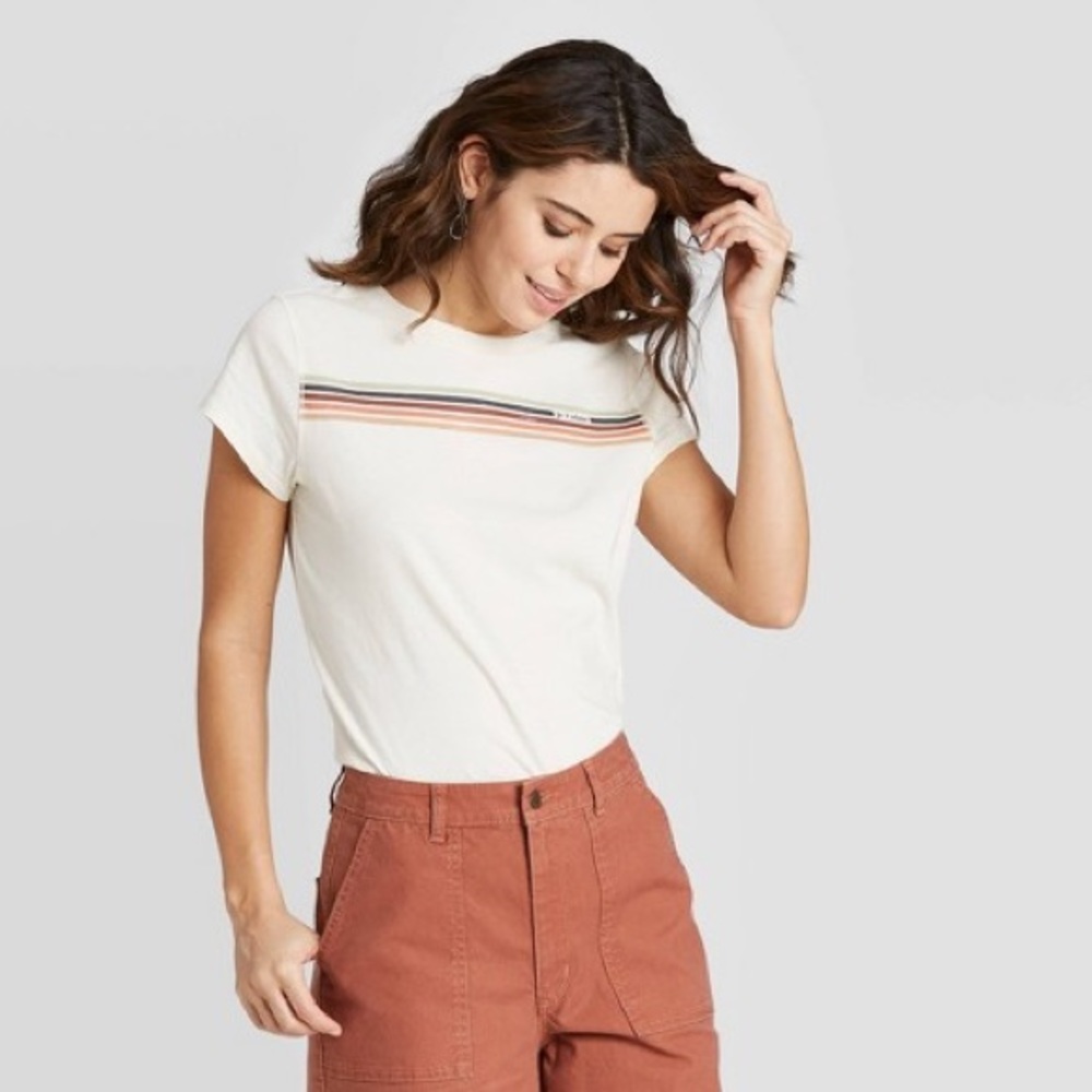 Medium White shirt with colorful stripes